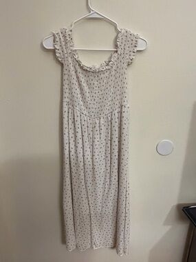 Forever 21 Cream Floral Maxi Dress with Ruffle Neckline